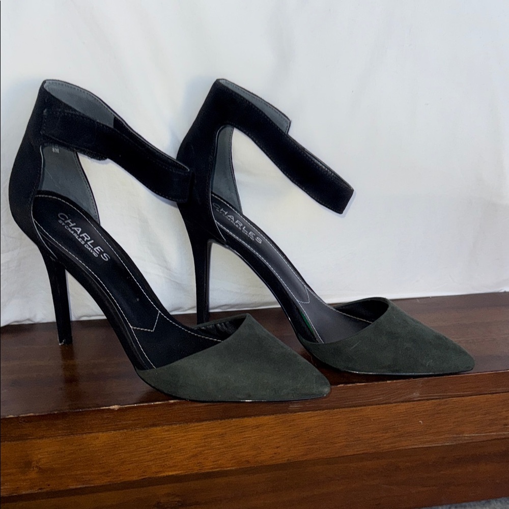 Charlies Elegant Black and Dark Green Heels